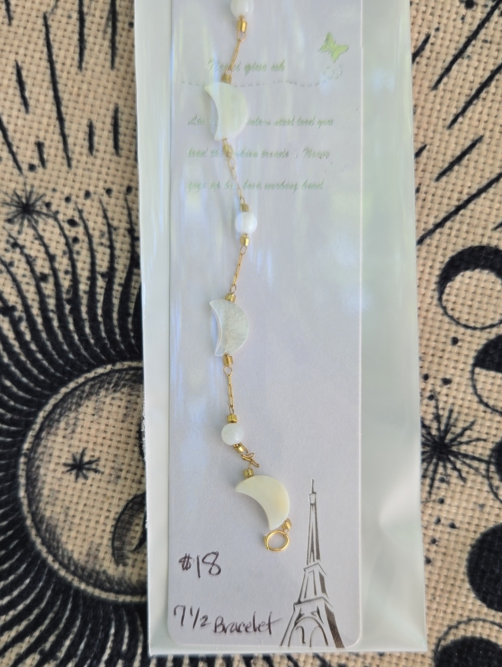 Stainless Steel Real Gold Plated Seashell Moon Link Bracelet